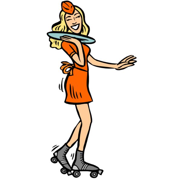 Woman waitress rollerskates Thumbnail